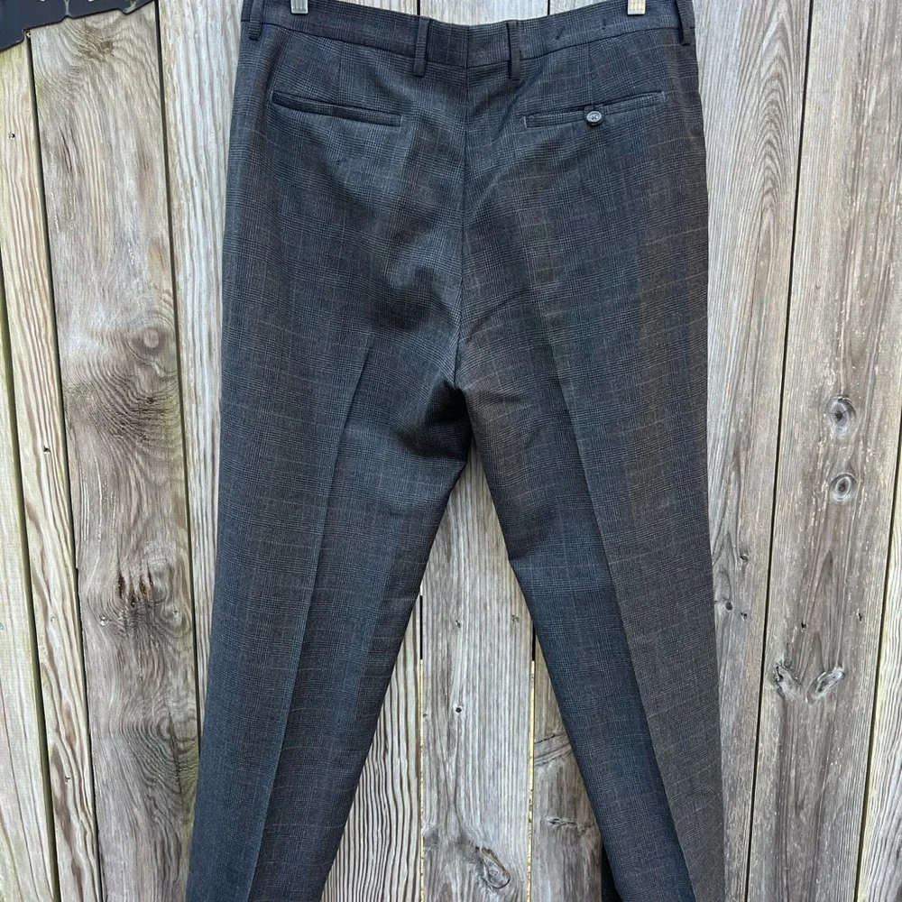 BANANA REPUBLIC Brown Plaid 100% Wool Dress Plaid Pants Men’s 38x32